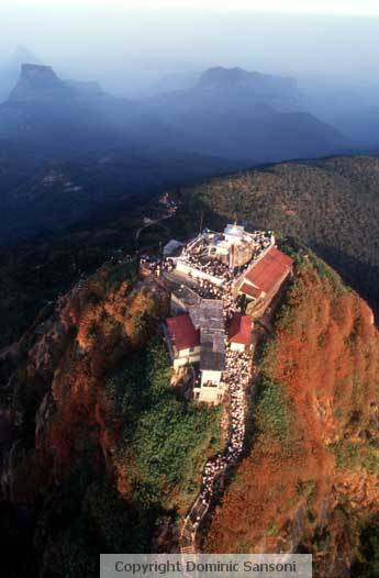 Aerial view of pilgrims climbing Sri Pada